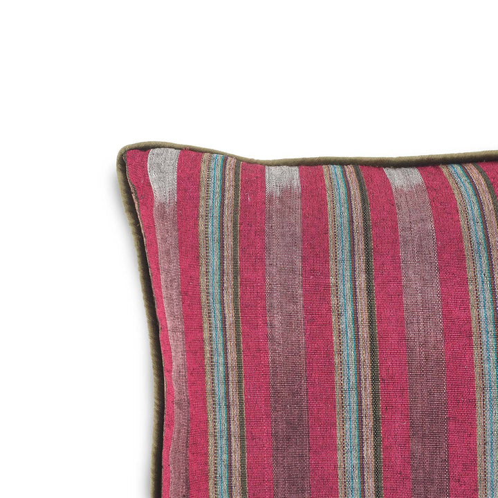 Fuchsia &amp; Purple Striped Silk Kutnu Rectangular Cushion Cover – WAK002