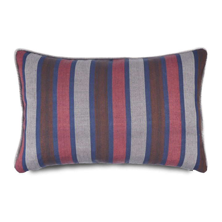 Grey &amp; Blue Striped Silk Kutnu Rectangular Cushion Cover – WAK006