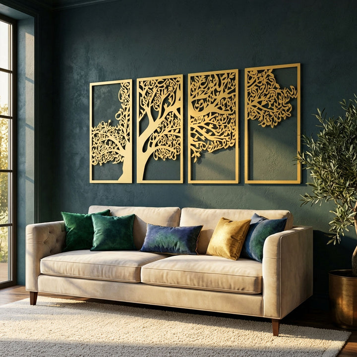 Metal Tree of Surahs (4 Quls) Islamic Wall Art Set of 4 - WAM229