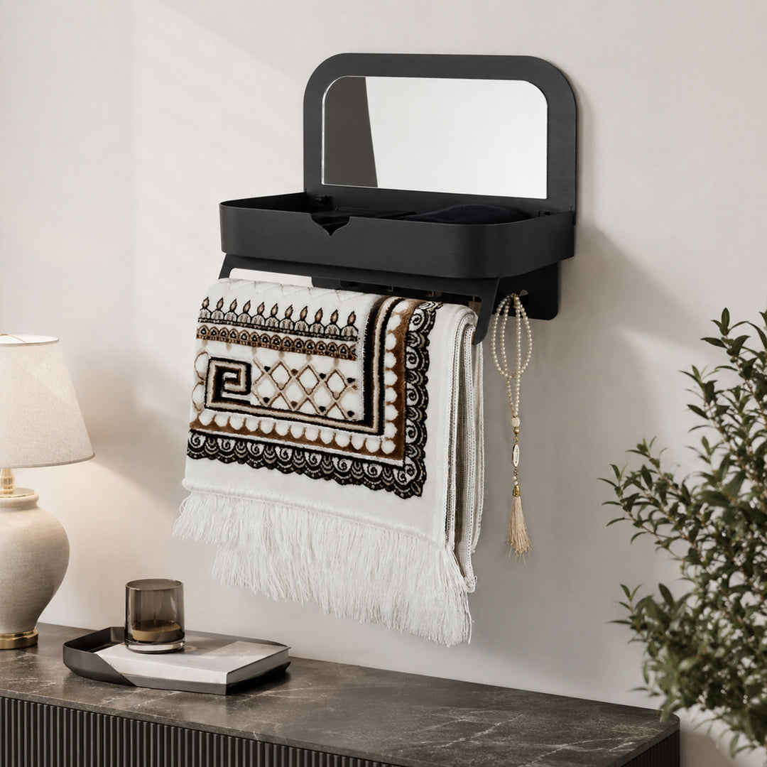Sefa Metal Organizer Wall Shelf with Mirror - WAMH209