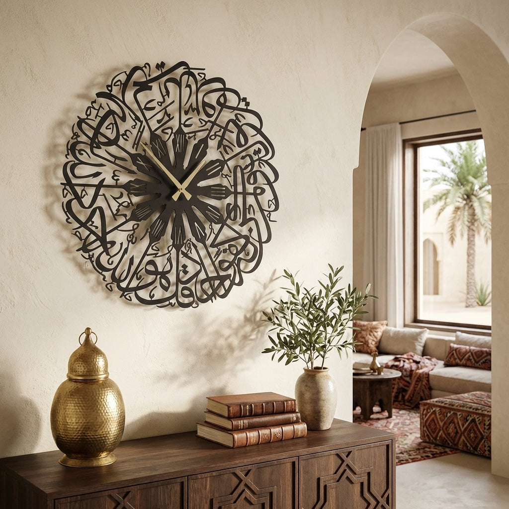 Surah Ikhlas Roman Written Metal Wall Clock - WAMS015