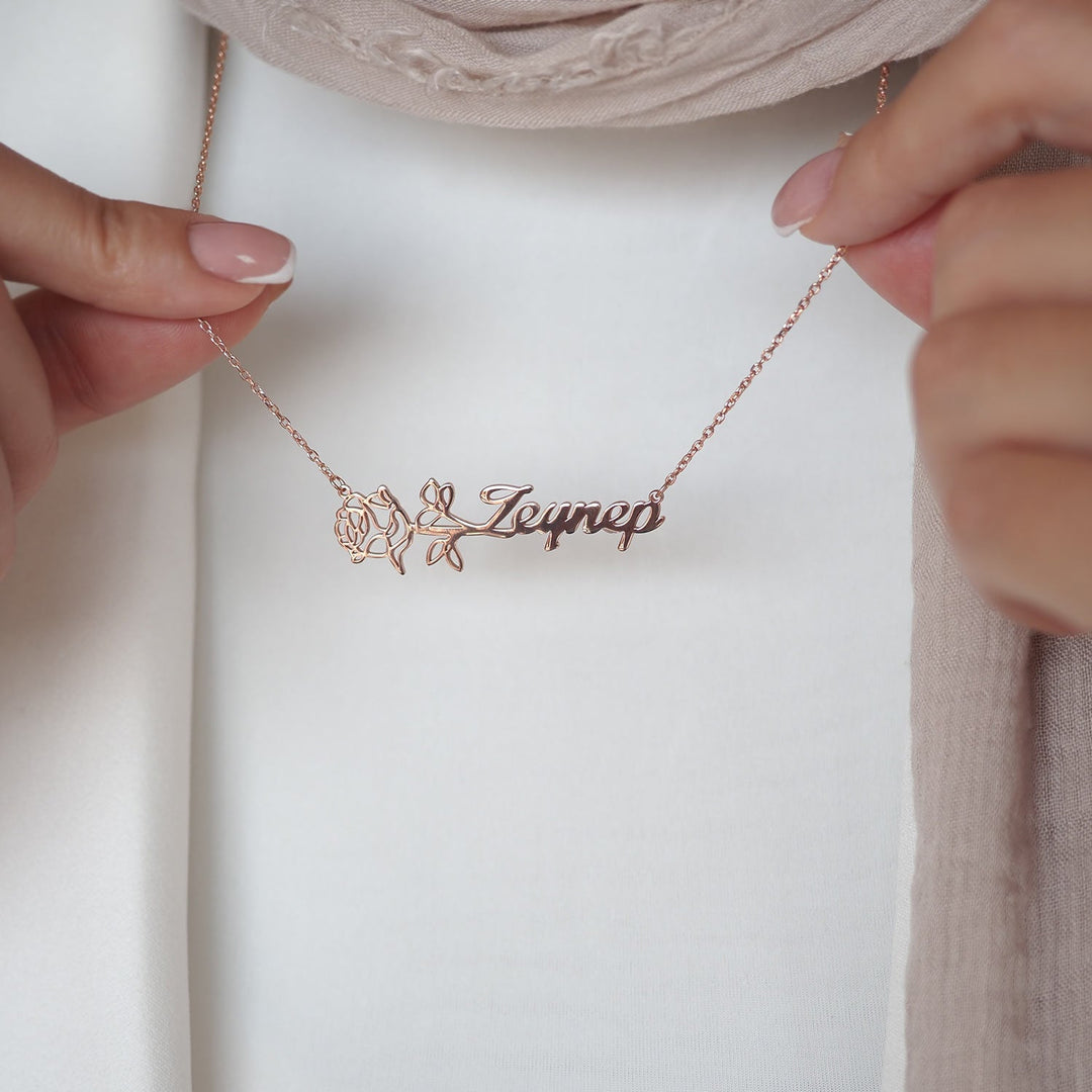 Custom Name & Birth Flower Necklace - WAMT032