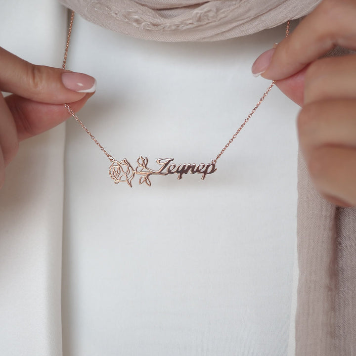Custom Name & Birth Flower Necklace - WAMT032