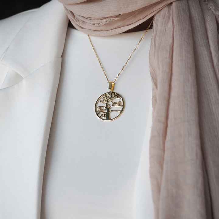Silver Personalized Tree of Life Necklace - WAMT033