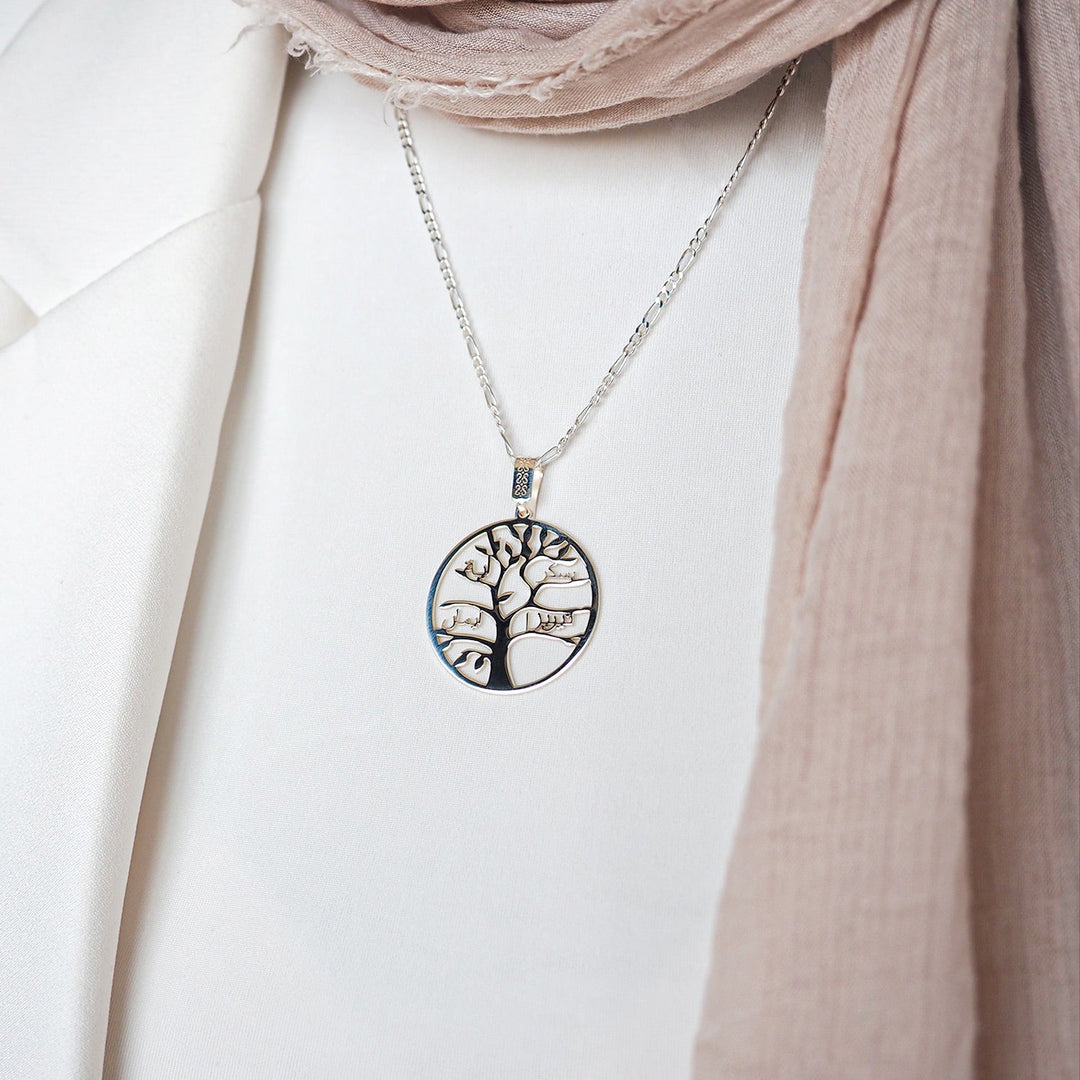 Silver Personalized Tree of Life Necklace - WAMT033