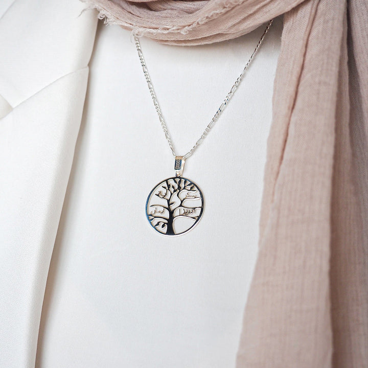 Silver Personalized Tree of Life Necklace - WAMT033