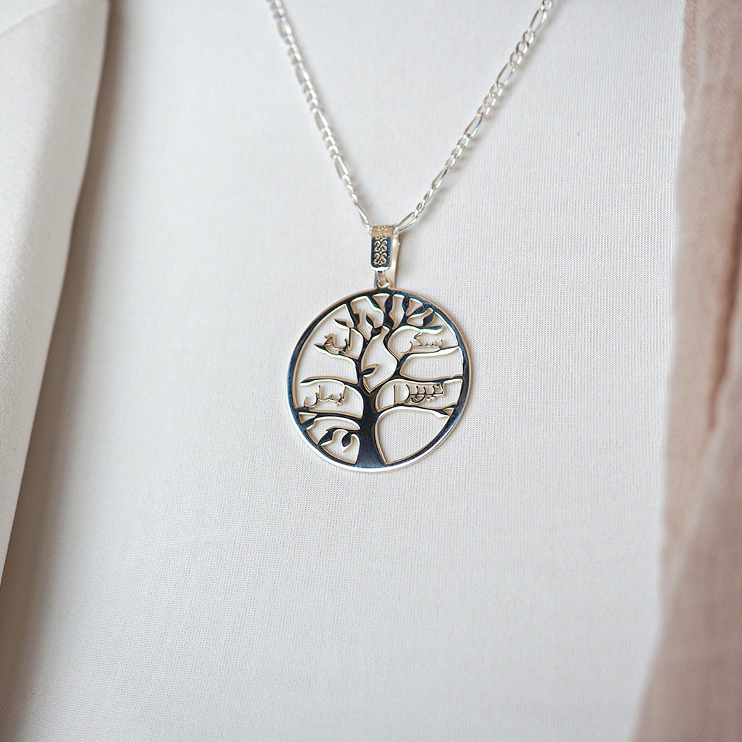 Silver Personalized Tree of Life Necklace - WAMT033