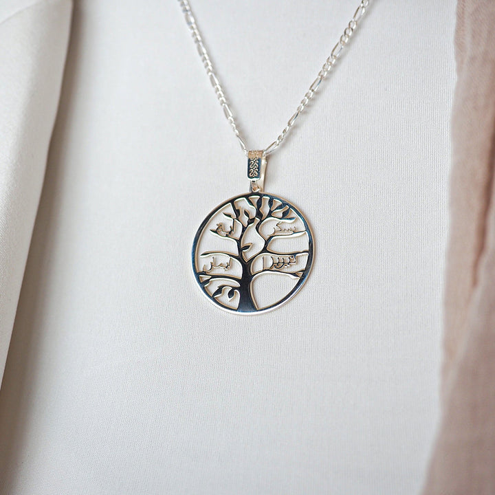 Silver Personalized Tree of Life Necklace - WAMT033