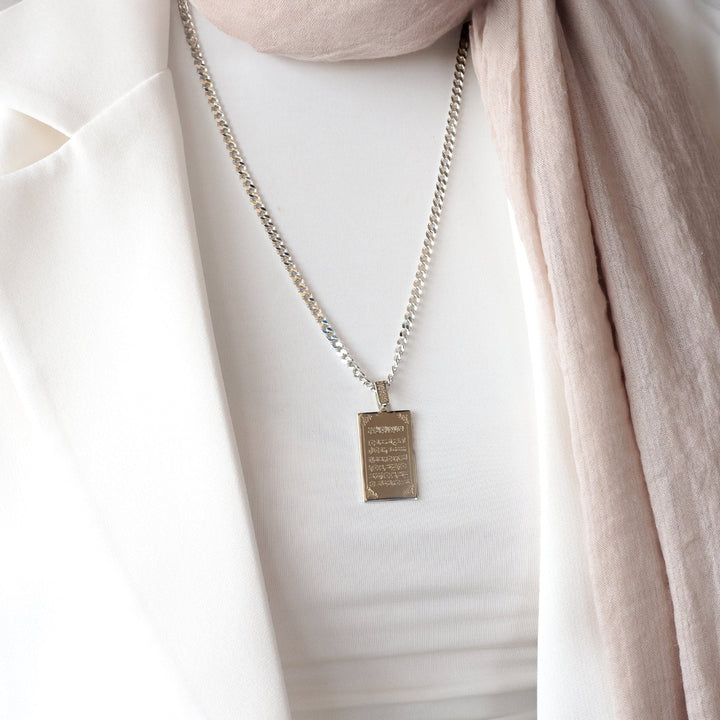 Silver Surah Inshirah Written Necklace - WAMT035
