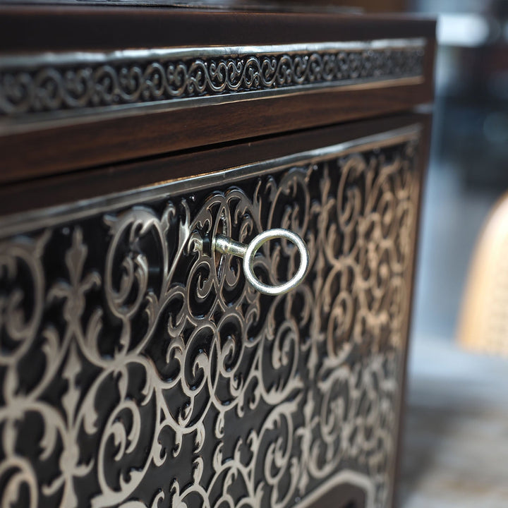 Silver Inlaid Wooden Chest – WAP017