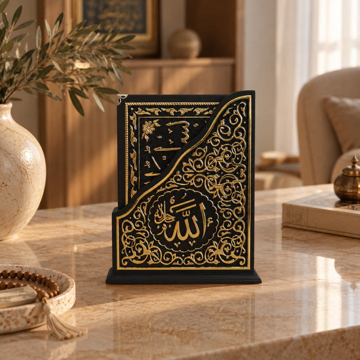 Ornate Gold-Accented Wooden Quran Stand and Quran - WAP030