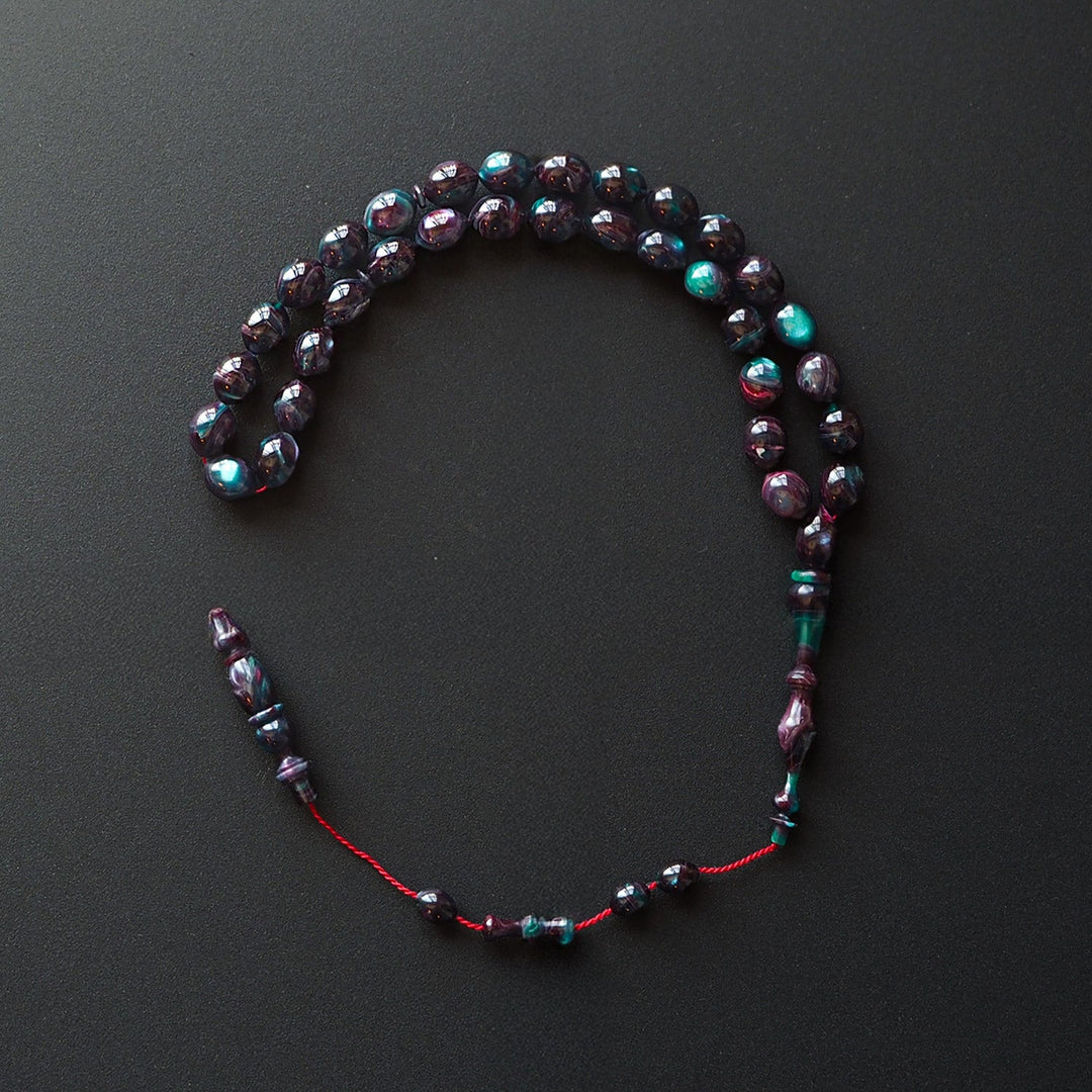 Handcrafted Pressed Fire Amber Tasbeeh – WATD001