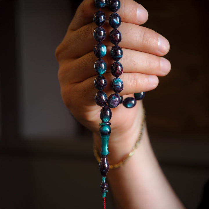 Handcrafted Pressed Fire Amber Tasbeeh – WATD001