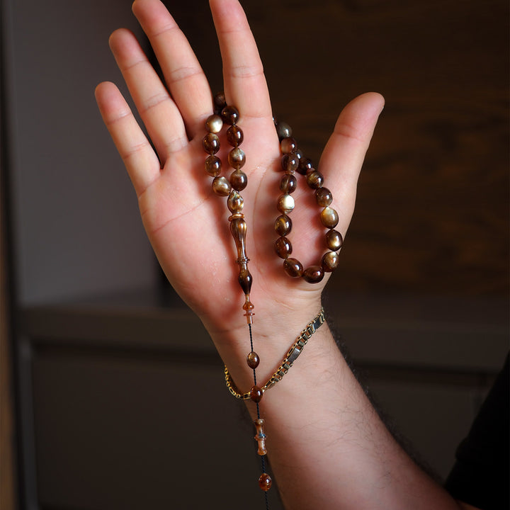 Handcrafted Pressed Fire Amber Tasbeeh – WATD002