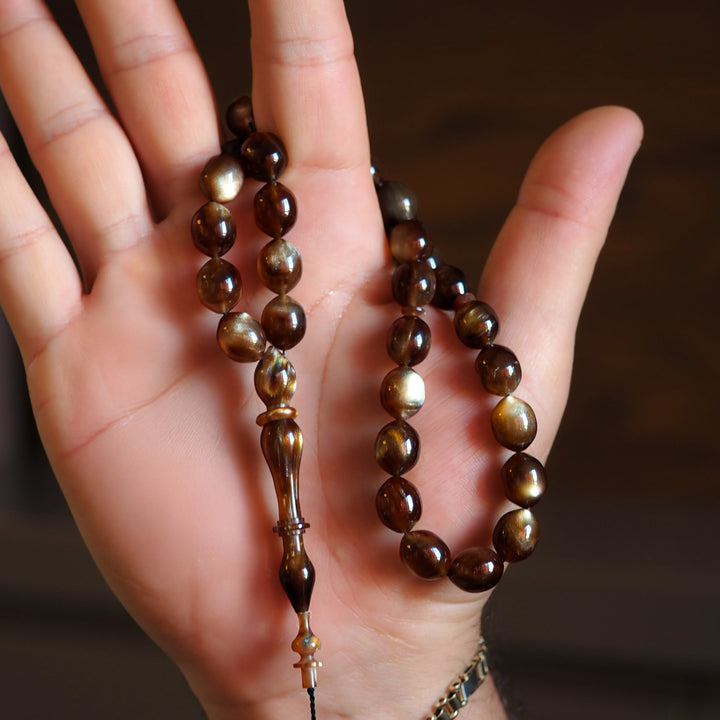 Handcrafted Pressed Fire Amber Tasbeeh – WATD002
