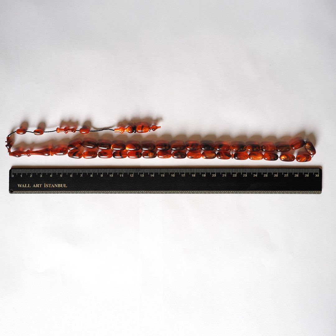 Handcrafted Pressed Fire Amber Tasbeeh – WATD005