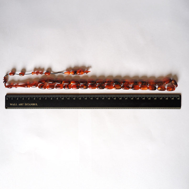 Handcrafted Pressed Fire Amber Tasbeeh – WATD005