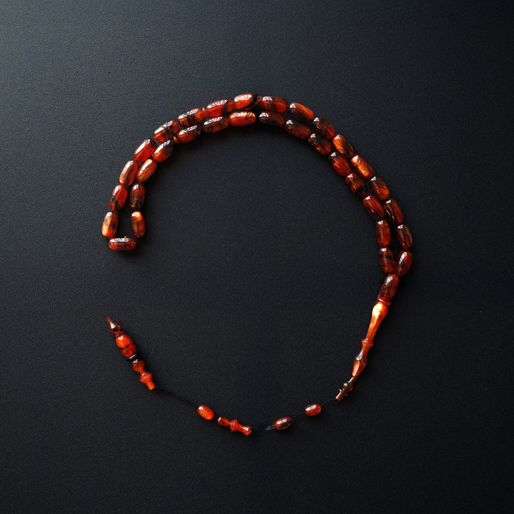 Handcrafted Pressed Fire Amber Tasbeeh – WATD005