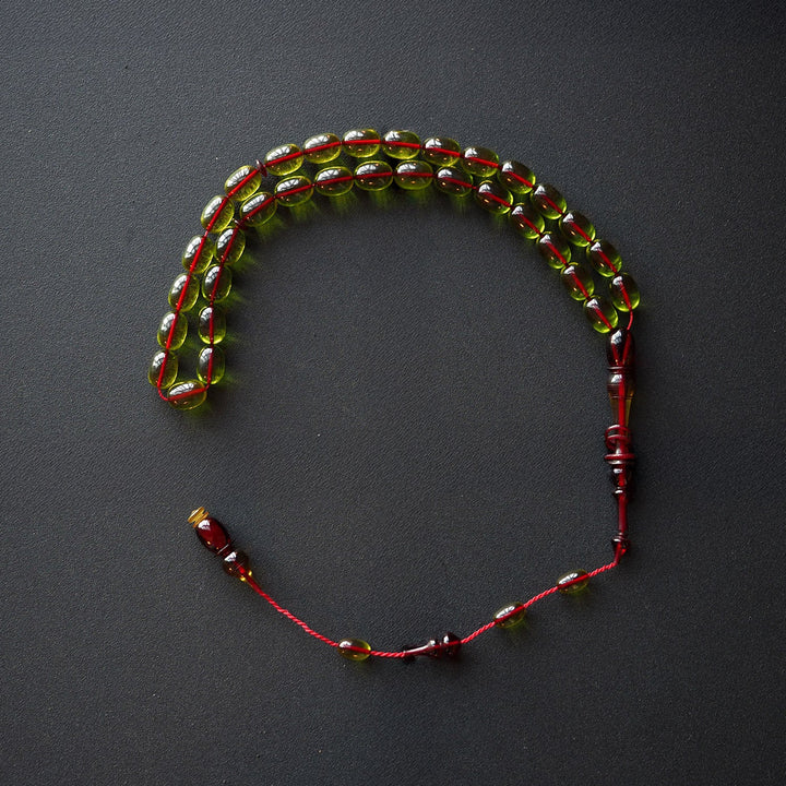Handcrafted Pressed Fire Amber Tasbeeh – WATD006