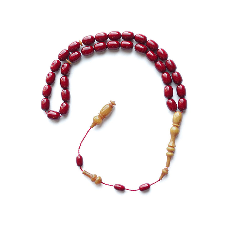 Pressed Fire Amber Tasbeeh with Oval Beads – WATD139