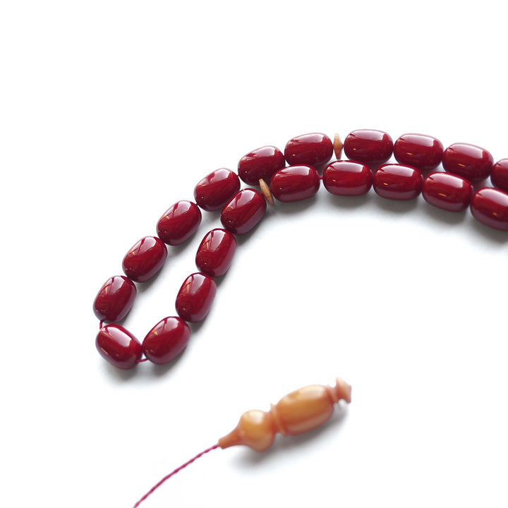 Pressed Fire Amber Tasbeeh with Oval Beads – WATD139