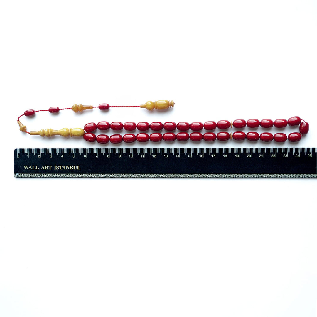 Pressed Fire Amber Tasbeeh with Oval Beads – WATD139