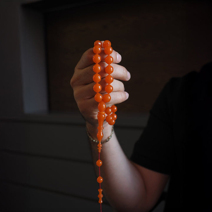 Handcrafted Pressed Fire Amber Tasbeeh – WATD003