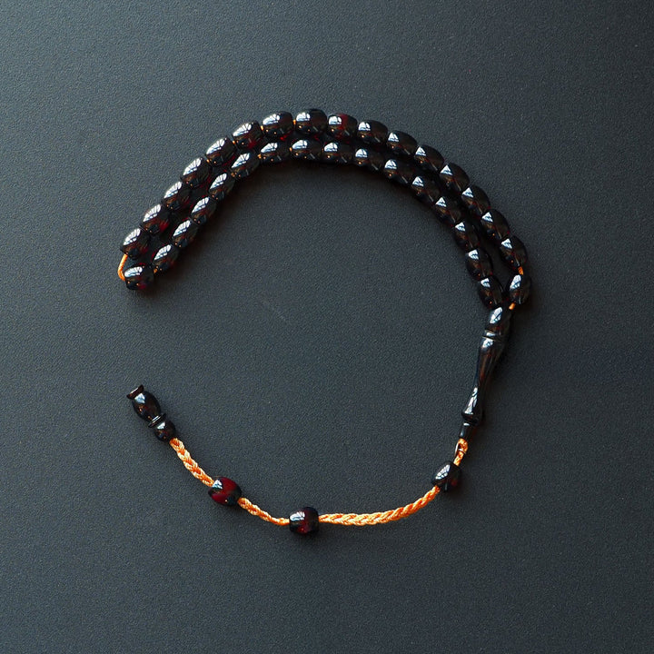 Oven-Treated Rod-Cut Pressed Fire Amber Tasbeeh – Graded Beads – WATD030