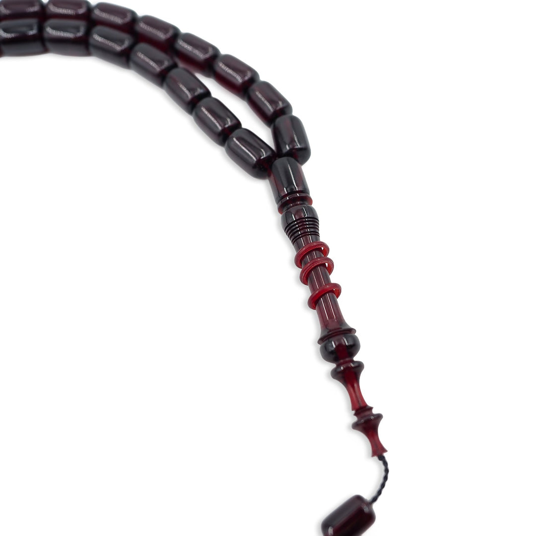 Ringed Model Capsule-Cut Fire Amber Tasbeeh - WATD1004