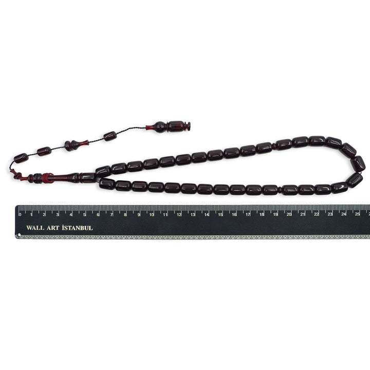 Ringed Model Capsule-Cut Fire Amber Tasbeeh - WATD1004