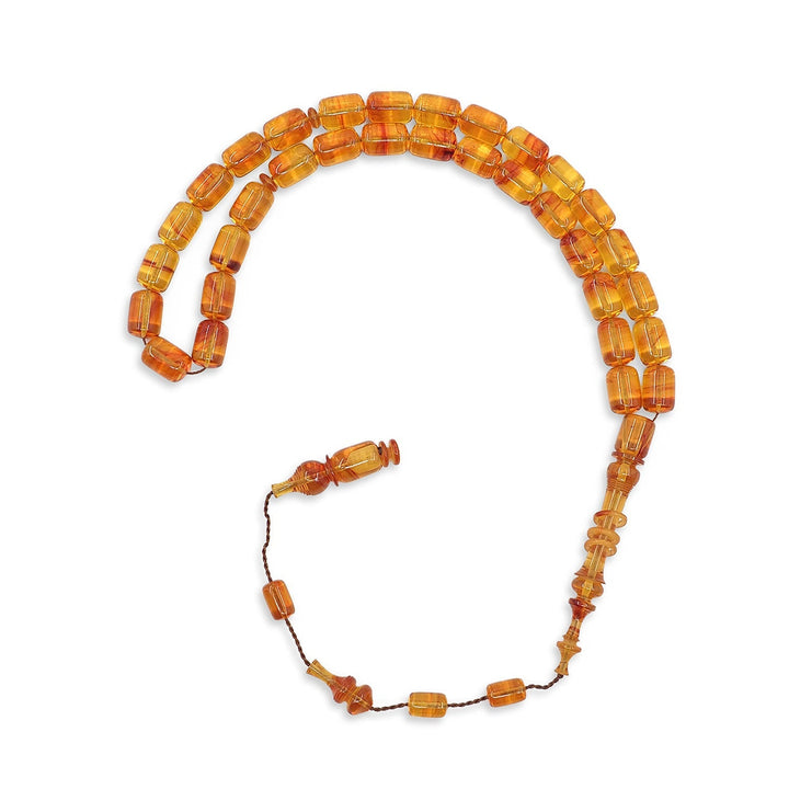 Ringed Model Capsule-Cut Fire Amber Tasbeeh - WATD1007