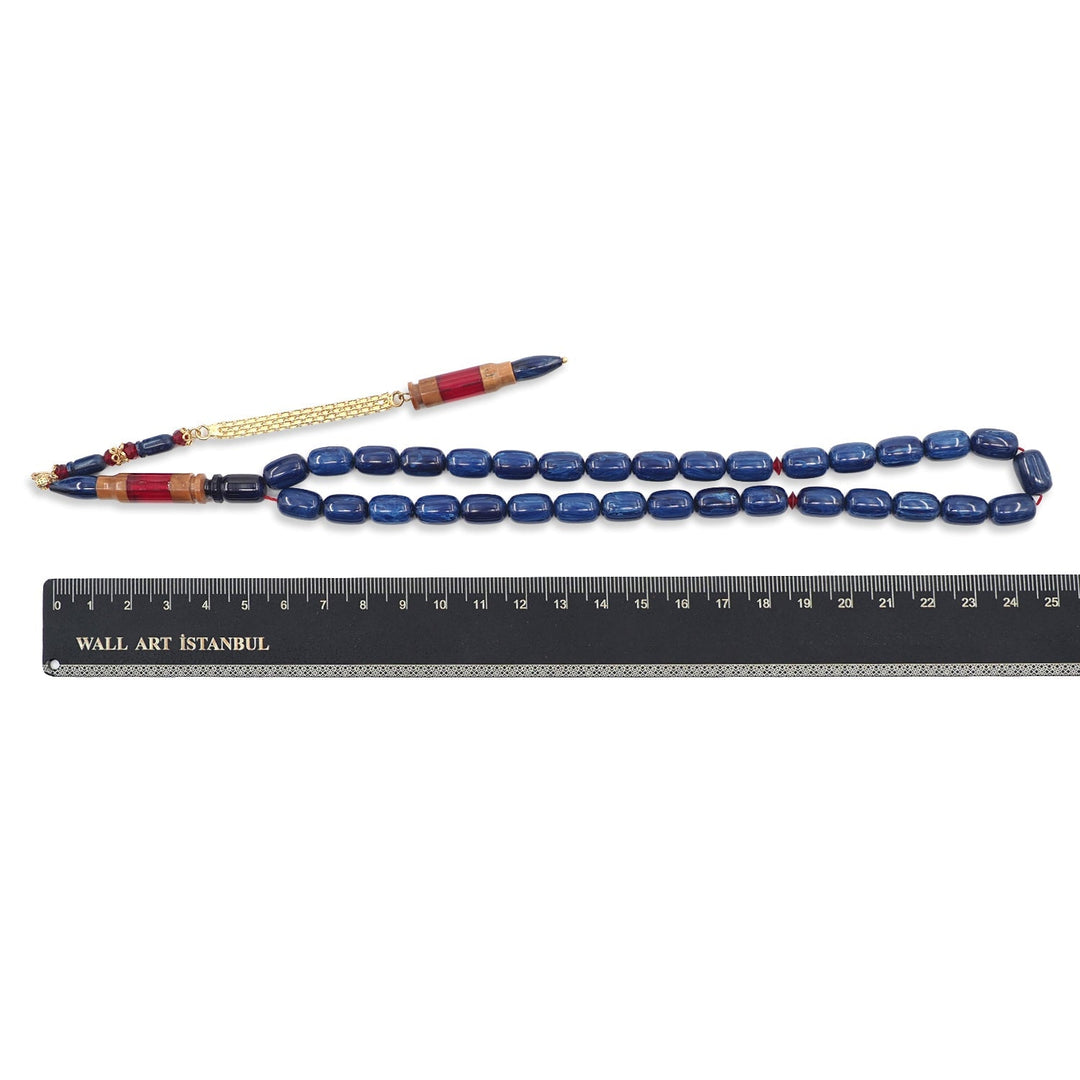 Bullet Model Capsule-Cut Catalin Tasbeeh with Silver Tassel - WATD1013