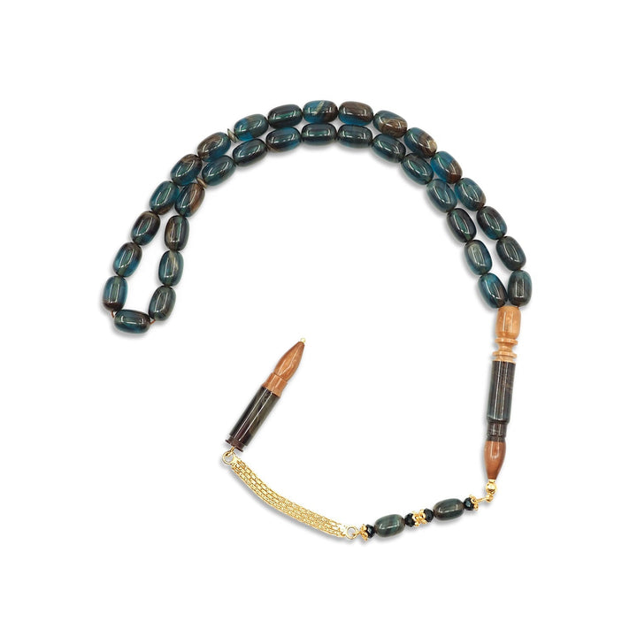 Bullet Model Capsule-Cut Catalin Tasbeeh with Silver Tassel - WATD1014