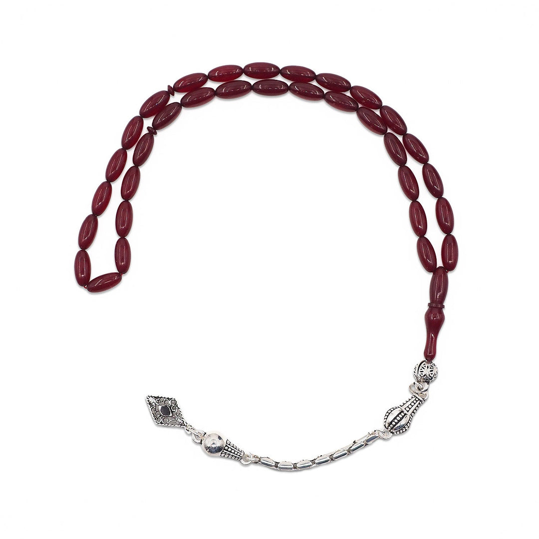 Oval-Cut Fire Amber Tasbeeh with Tassel - WATD1065