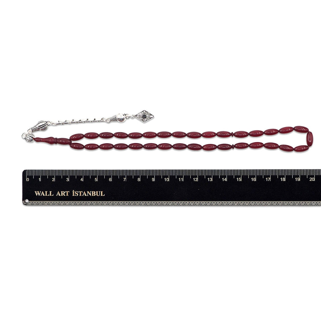 Oval-Cut Fire Amber Tasbeeh with Tassel - WATD1065