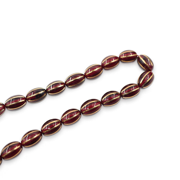Split-Cut Fire Amber Tasbeeh with Tassel - WATD1067