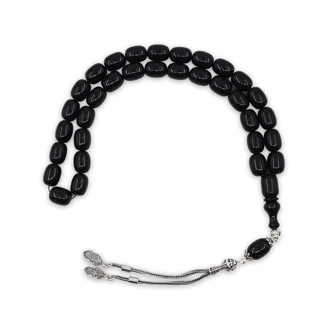 Pressed Amber Tasbeeh with Silver Tassel - WATD1076