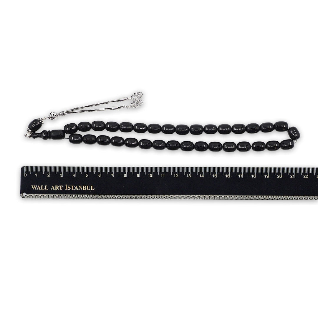 Pressed Amber Tasbeeh with Silver Tassel - WATD1076