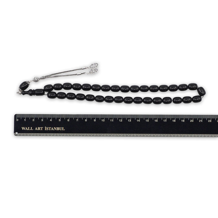 Pressed Amber Tasbeeh with Silver Tassel - WATD1076