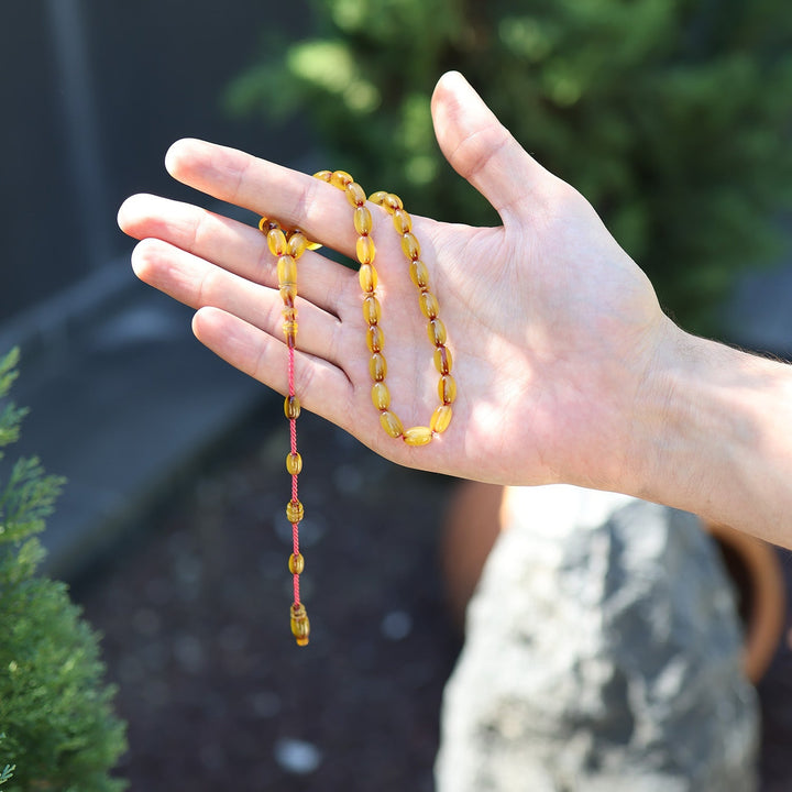Mastercrafted Spiral-Grained Vintage Faturan Ottoman-Style Pressed Amber Tasbeeh - WATD1081