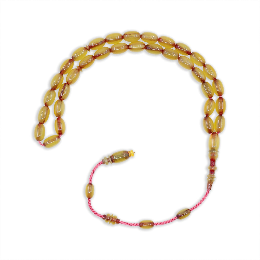 Mastercrafted Spiral-Grained Vintage Faturan Ottoman-Style Pressed Amber Tasbeeh - WATD1081