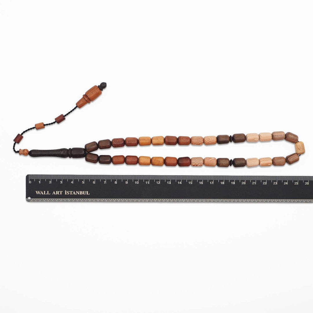 Capsule-Cut Mixed Wood Tasbeeh with System Tassel - WATD1105