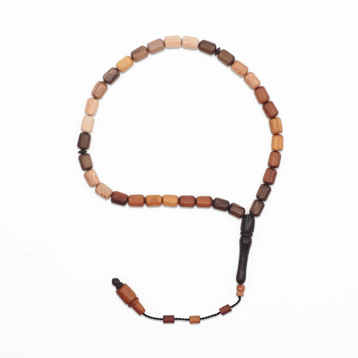 Capsule-Cut Mixed Wood Tasbeeh with System Tassel - WATD1105