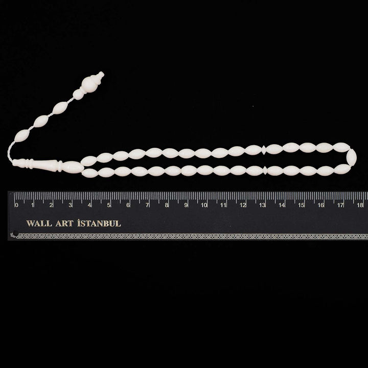 Oval-Cut Camel Bone Tasbeeh with System Tassel - WATD1107