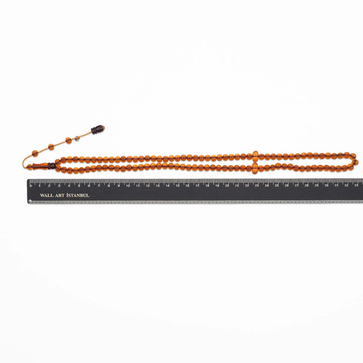 99-Bead Round-Cut Fire Amber Tasbeeh - WATD1114