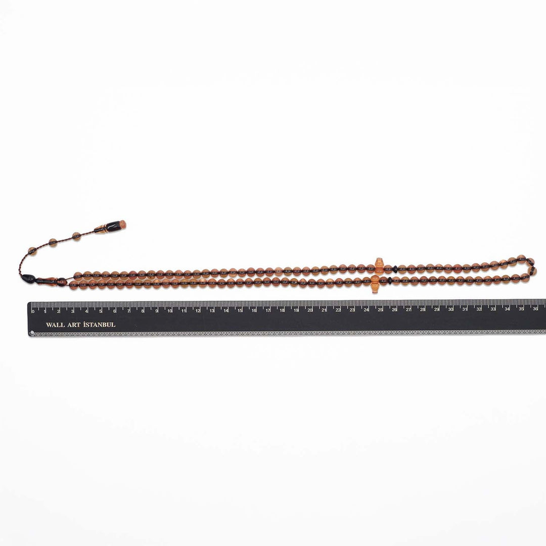 99-Bead Round-Cut Fire Amber Tasbeeh - WATD1115