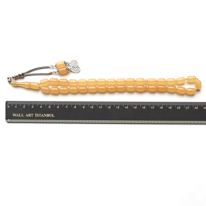 Pressed Fire Amber Silver Tasbeeh – WATD119