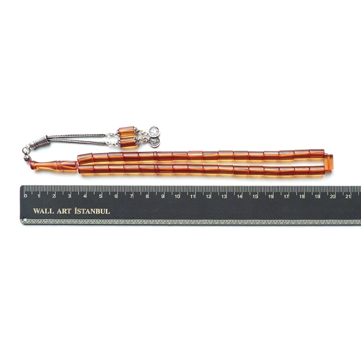 Pressed Fire Amber Silver Tasbeeh – WATD123