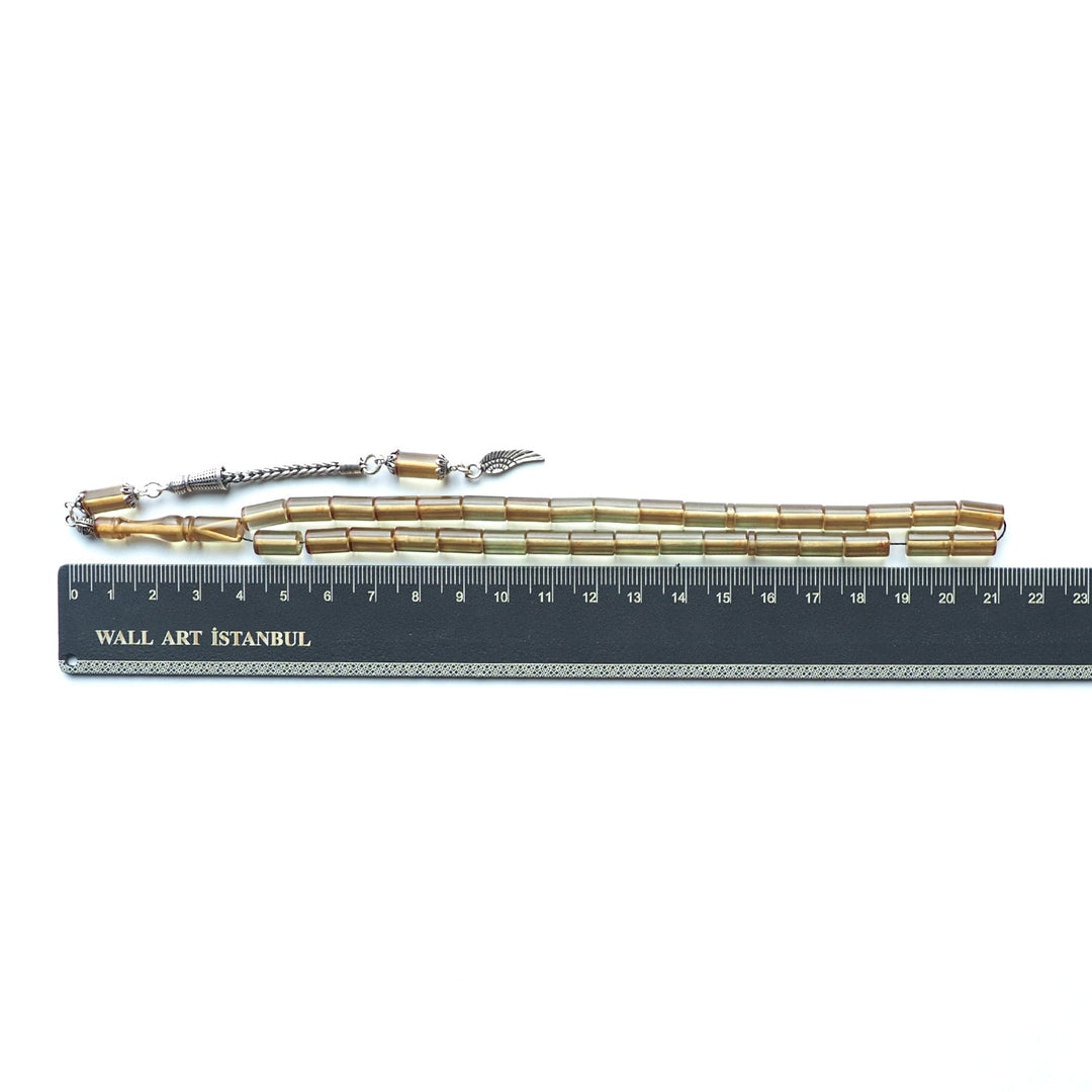 Pressed Fire Amber Silver Tasbeeh – WATD124