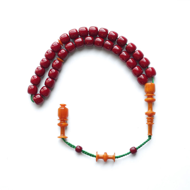 Handcrafted Ottoman-Style Pressed Amber Tasbeeh – WATD140